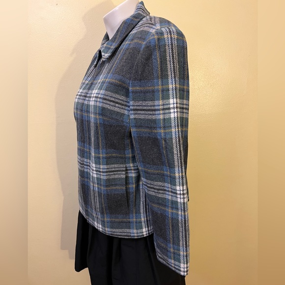 Vintage Paul Levy Plaid Wool Full Zip Blazer Jacket with Low Key Shoulder Pads. - Picture 3 of 10